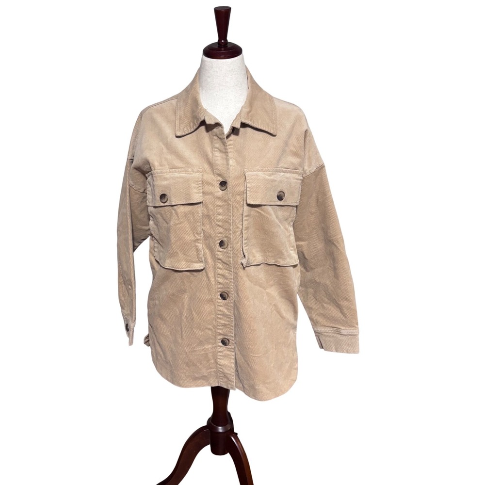 NWT Forever 21 Beige‎ Corduroy Overshirt Utility Jacket| Boho| Medium